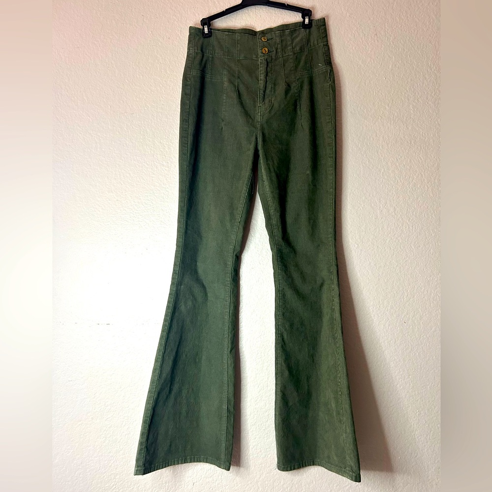 Free people We The Free Green Flare Wide Leg Jeans